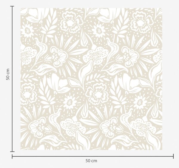 Tapety Bílý lineární květinový ornament na béžovém pozadí, Tapety květiny, a00956 : uwalls.cz