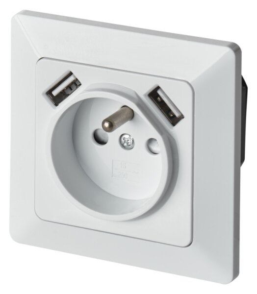 Zásuvka domovní s USB FRENCH 250V/16A