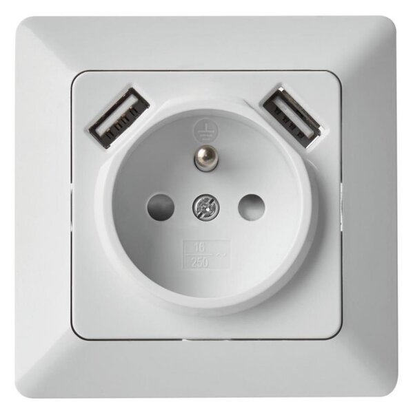 Zásuvka domovní s USB FRENCH 250V/16A