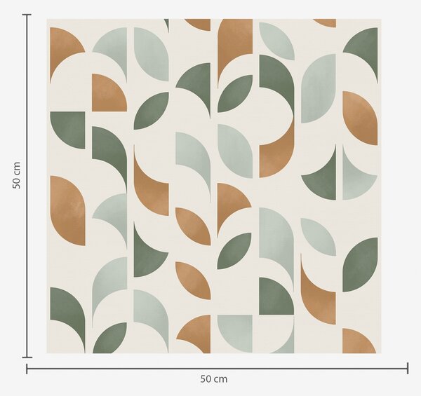 Tapety Svislé sloupy z půlkruhů a listů, zelená terakota, Tapety abstraktní, a00986 : uwalls.cz