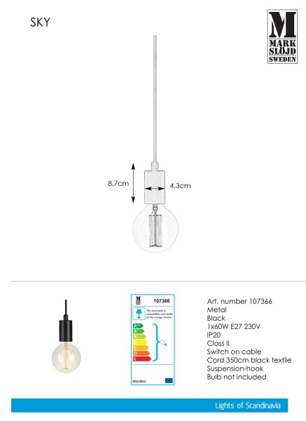 Markslöjd 107366 - Lustr na lanku SKY 1xE27/60W/230V