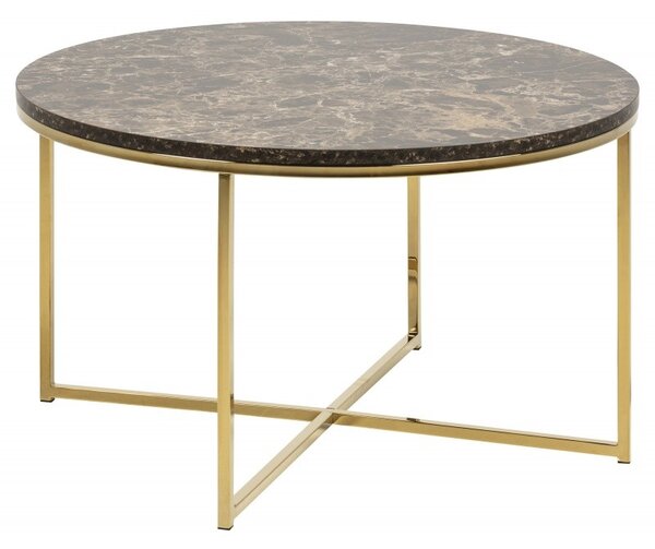 Actona Konferenční stolek Glasgow V 80 cm mramor hnědý/zlatý
