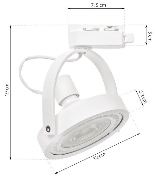 Bodové svítidlo do lištového systému LUGAR 1xAR111 - GU10/25W/230V