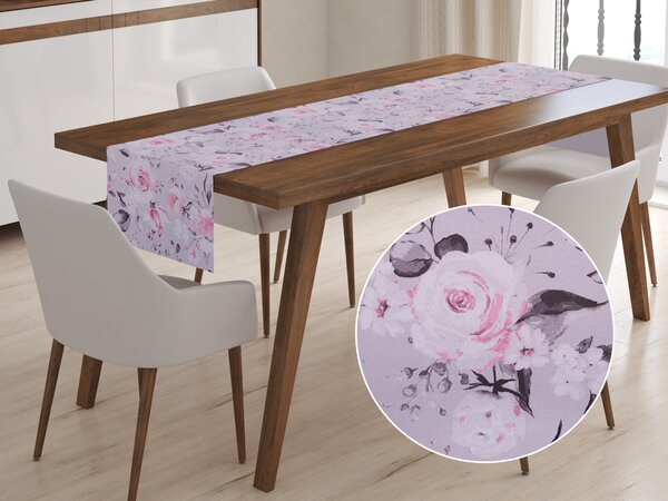 Biante Dekorační běhoun na stůl BK-020 Růžové květy na šedém 20x120 cm
