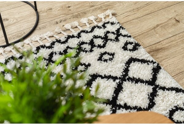 Makro Abra Kusový koberec BERBER SAFI N9040 bílý černý Rozměr: 60x200 cm