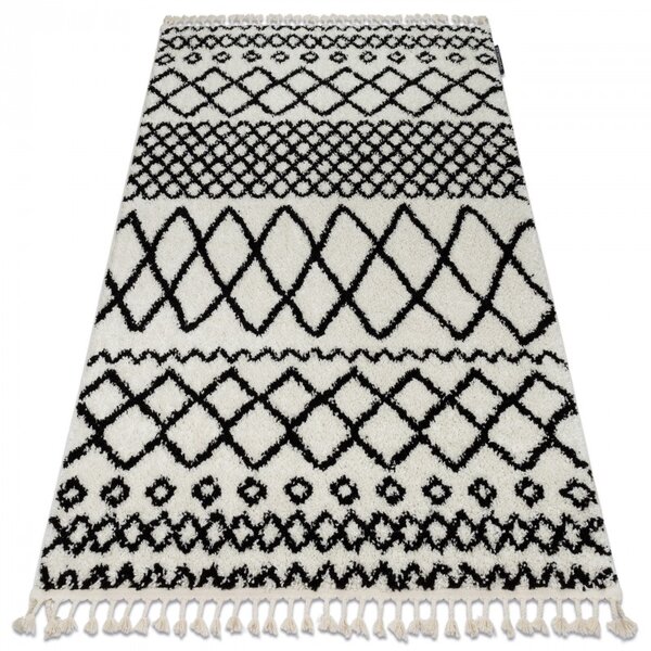 Makro Abra Kusový koberec BERBER SAFI N9040 bílý černý Rozměr: 70x250 cm
