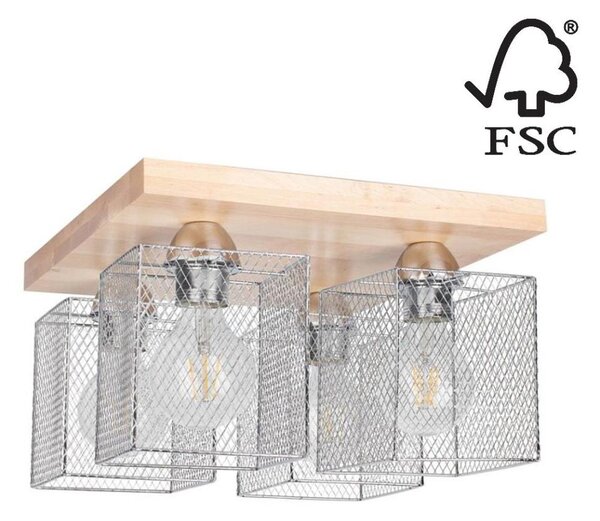 Spot-Light 8175460 - Stropní svítidlo NORMAN WOOD 4xE27/25W/230V