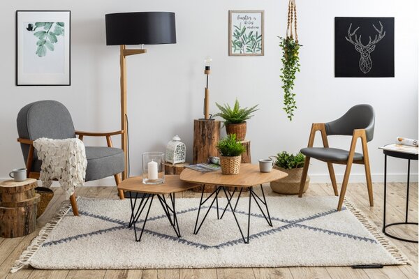 Makro Abra Kusový koberec BERBER MEKNES B5910 krémový šedý Rozměr: 80x150 cm