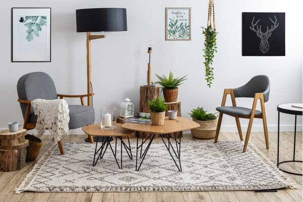 Makro Abra Kusový koberec BERBER TANGER B5940 krémový hnědý Rozměr: 80x150 cm