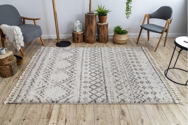 Makro Abra Kusový koberec BERBER RABAT G0526 krémový / hnědý Rozměr: 60x300 cm