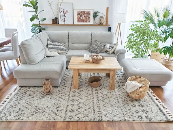 Makro Abra Kusový koberec BERBER RABAT G0526 krémový / hnědý Rozměr: 60x300 cm