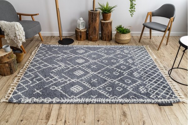Makro Abra Kusový koberec BERBER TANGER B5940 tmavě šedý bílý Rozměr: 140x190 cm
