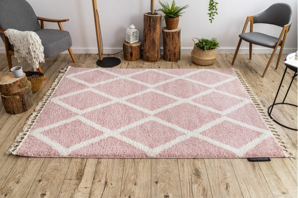 Makro Abra Kusový koberec BERBER TROIK A0010 růžový bílý Rozměr: 60x250 cm