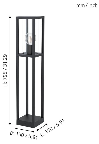 Eglo 98715 - Venkovní lampa CASCINETTA 1xE27/40W/230V IP54