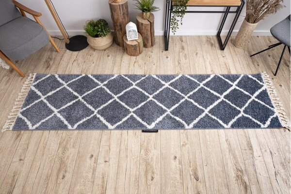 Makro Abra Koberec - běhoun BERBER CROSS šedý Rozměr: 70x200 cm