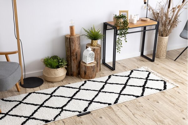 Makro Abra Koberec - běhoun BERBER CROSS bílý Rozměr: 60x250 cm