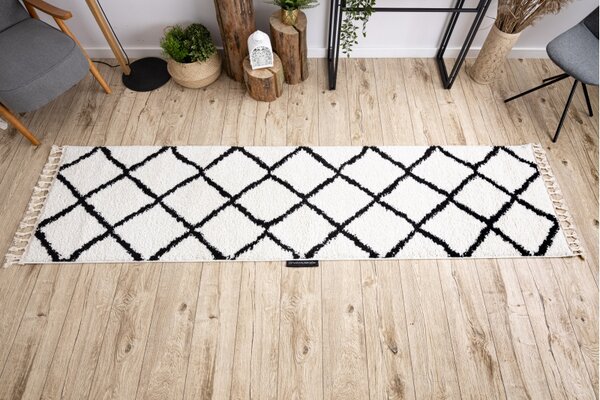 Makro Abra Koberec - běhoun BERBER CROSS bílý Rozměr: 60x250 cm