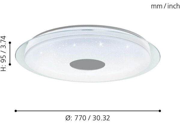 Eglo 32344 - LED RGBW Stmívatelné stropní svítidlo LANCIANO-C LED/53W/230V + DO
