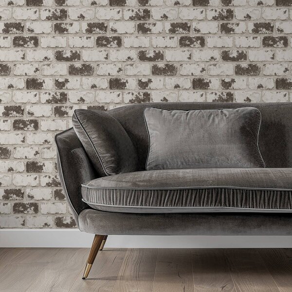 Tapety Bílá cihla s texturou a jemným šedým patinováním, Tapety loft, a01031 : uwalls.cz