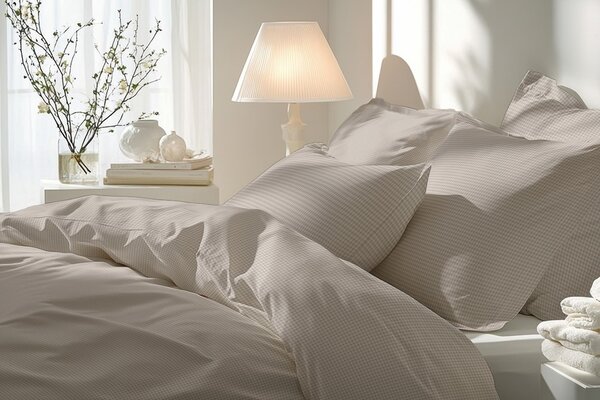 Florella Saténové povlečení Edel Satin Karo Five Linen Rozměr: 70x90 + 140x200 cm