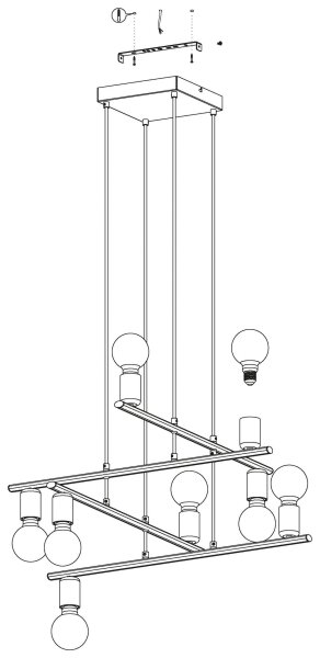 Eglo 98909 - Lustr na lanku MEZZANA 8xE27/40W/230V