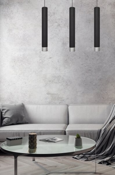 LED Lustr na lanku TUBA 3xGU10/4,8W/230V černá/lesklý chrom