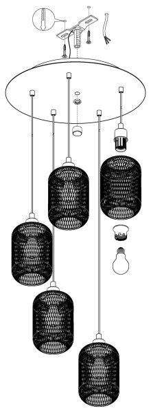 Eglo 43334 - Lustr na lanku WRINGTON 5xE27/60W/230V