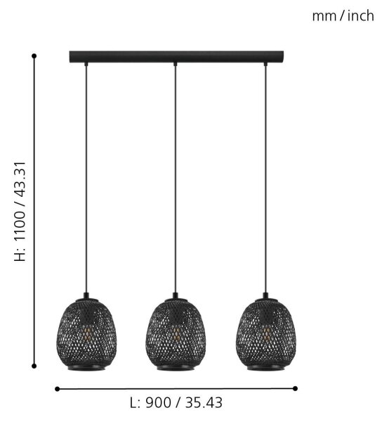 Eglo 43266 - Lustr na lanku DEMBLEBY 1 3xE27/40W/230V