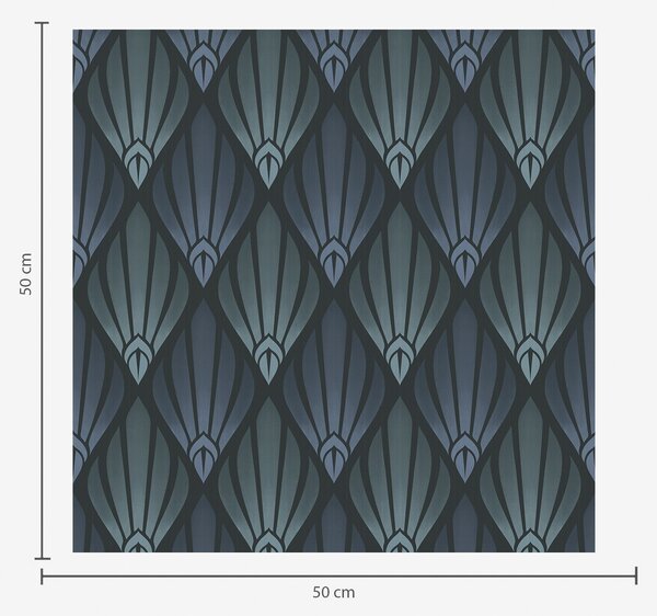 Tapety Chladná modrošedá Art Deco s vějířovitými tvary, Tapety abstraktní, a01064v3 : uwalls.cz
