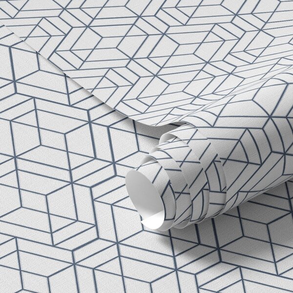 Tapety Bílé pozadí s modrými trojrozměrnými geometrickými kostkami, Tapety abstraktní, a01067 : uwalls.cz