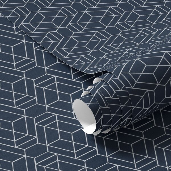 Tapety Tmavě modrá geometrická mřížka z kostek, Tapety abstraktní, a01066v1 : uwalls.cz
