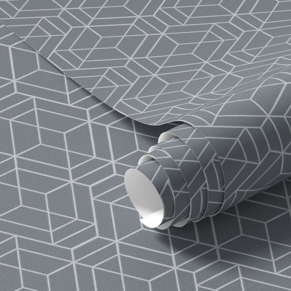 Tapety Šedé pozadí s bílými trojrozměrnými kostkami v mřížce, Tapety abstraktní, a01067v2 : uwalls.cz