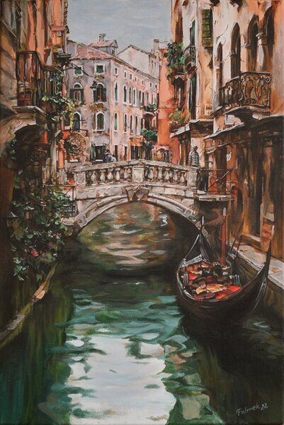 Ručně malovaný obraz od Peter Fulmek - "Venice", rozměr: 40 x 60 cm