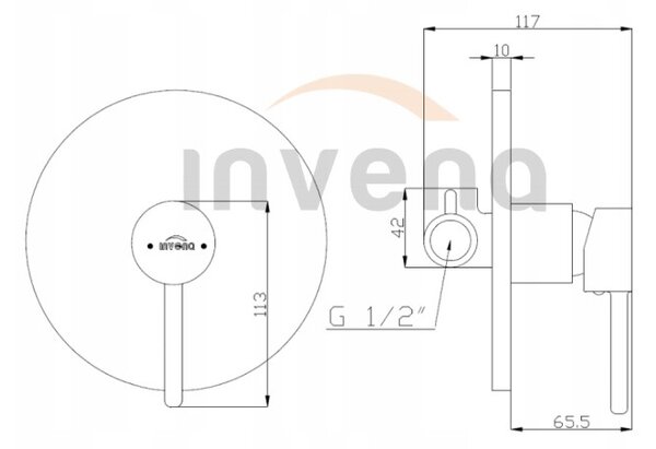 Invena Dafni, podomítková baterie 1-výstupová, černá matná, BP-88-4O1-A