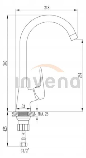 Invena Corso, stojánková dřezová baterie s otočným ramenem, černá, BZ-81-L04-X