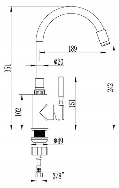 Invena Glamour, stojánková dřezová baterie s flexibilním ramenem, černá-zlatá, BZ-02-L17-V