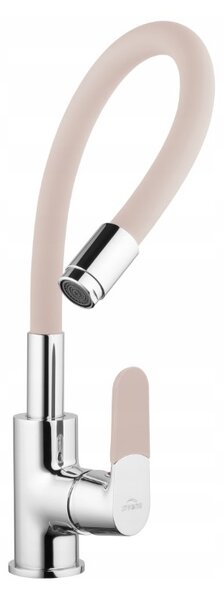 Invena Jóga, stojánková dřezová baterie s flexibilním ramenem, béžová-chromová, BZ-32-L03-C