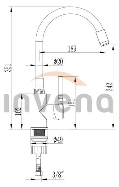 Invena Invena, podomítková bidetová baterie, chromová lesklá, BP-00-B01-L