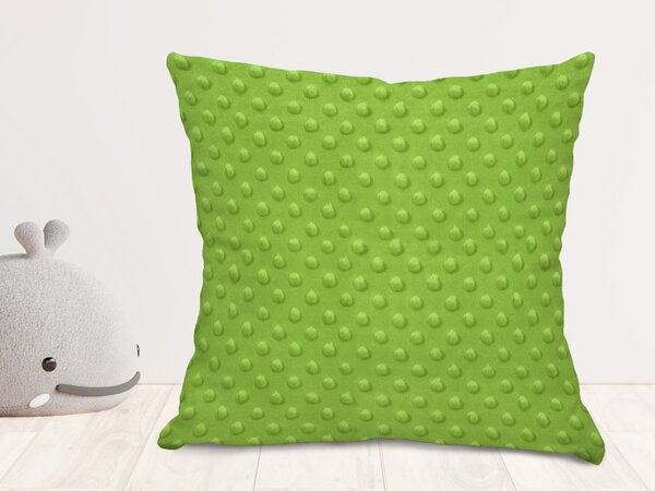 Biante Dětský povlak na polštář Minky 3D puntíky MKP-007 Hráškově zelený 45 x 45 cm