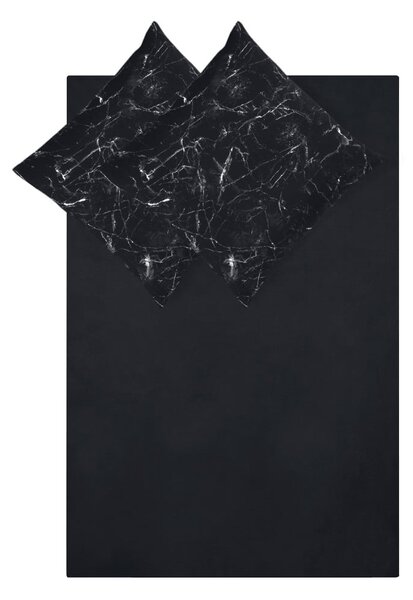 Černé povlečení na dvoulůžko z bavlněného perkálu Westwing Collection Malin, 200 x 200 cm