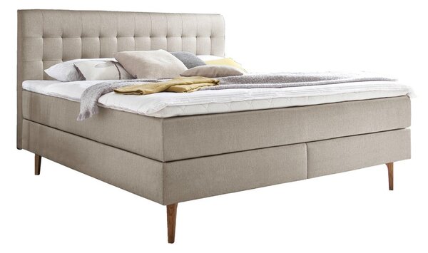 Béžová čalouněná dvoulůžková postel s matrací Meise Möbel Massello, 180 x 200 cm