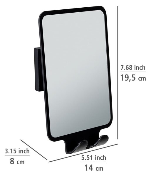 Kosmetické zrcadlo s věšákem 14x19.5 cm Quadro Black – Wenko
