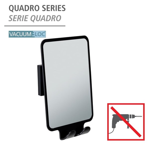 Kosmetické zrcadlo s věšákem 14x19.5 cm Quadro Black – Wenko