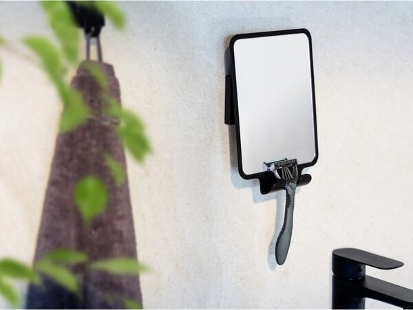 Kosmetické zrcadlo s věšákem 14x19.5 cm Quadro Black – Wenko