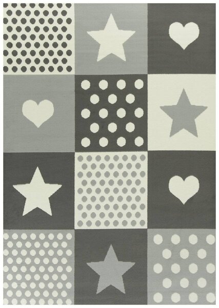Balta Dětský kusový koberec KIDS 533914/89911 Srdce Hvězdy šedý Rozměr: 185x270 cm