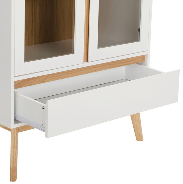 VITRÍNA, kaučukové dřevo, přírodní barvy, bílá, 80/149/40 cm MID.YOU - Kredence a vitríny, Online Only
