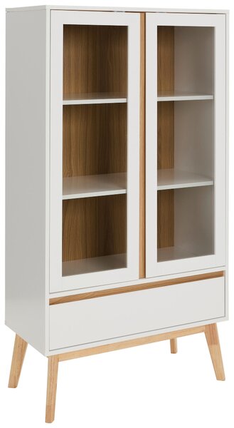 VITRÍNA, kaučukové dřevo, přírodní barvy, bílá, 80/149/40 cm MID.YOU - Kredence a vitríny, Online Only