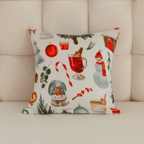 Povlak na polštář z mikrovlákna FESTIVE MAGIC 45x45 cm, bílý