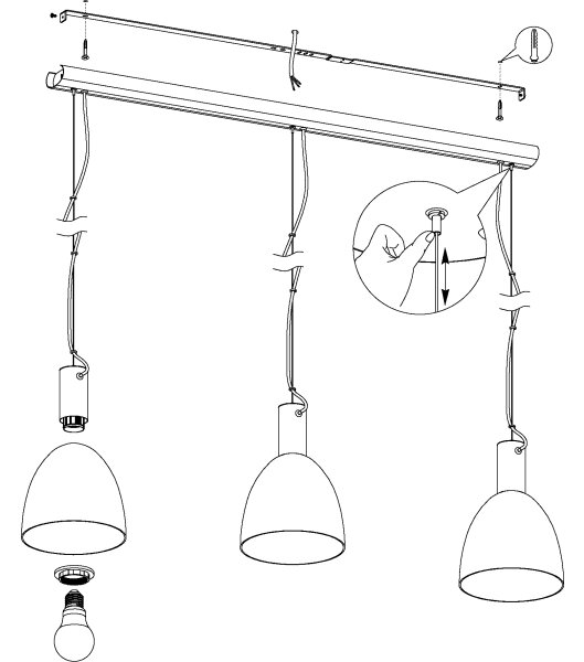 Eglo 99314 - Lustr na lanku LEBALIO 3xE27/40W/230V