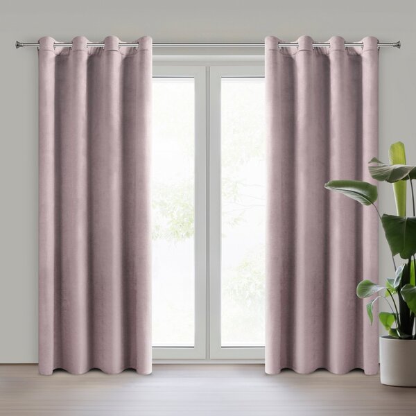 ZATEMŇOVACÍ ZÁVĚS NA KROUŽCÍCH ROSA 140X250 CM PUDROVÁ